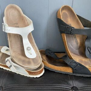 Lot 2 Birkenstock Gizeh sandal 39/8 Patent Black & White Women’s Pre-owned